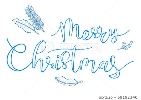 Merry Christmas hand lettering calligraphy text isolated 69192340