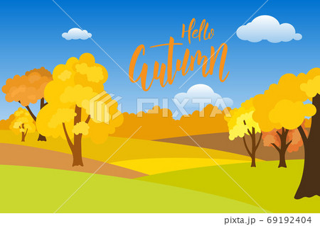 Autumn landscape with sunny day over hills Autumn landscape with sunny day over hills 69192404