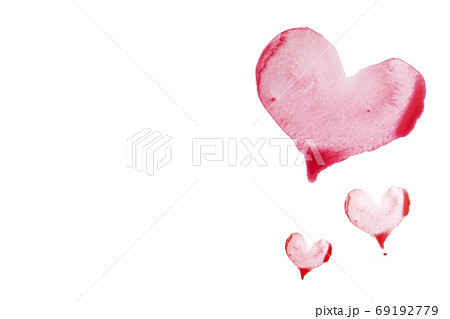 Watercolor painted red heart. 69192779
