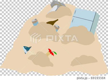 Illustration of a pile of garbage mixed with oversized garbage and raw garbage 69193384