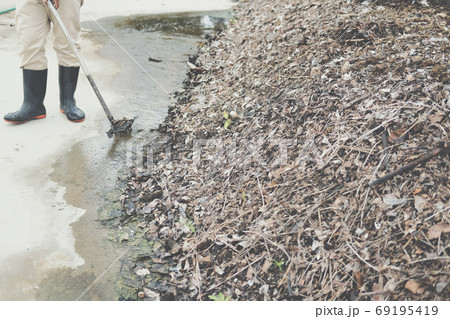 organic compost heap. fertilizer production for soil cultivation 69195419