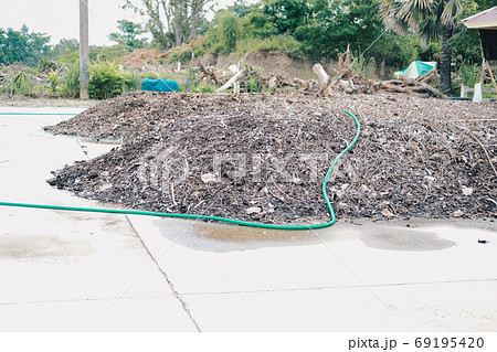 organic compost heap. fertilizer production for soil cultivation 69195420
