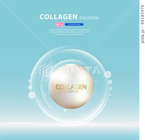 Collagen serum and vitamin background concept skin care cosmetics solution vector design. 69195470