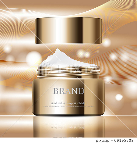 Hydrating facial skincare for annual sale or festival sale. silver brown cream mask bottle isolated on glitter particles background for product presentation. Graceful cosmetic ads. Hydrating facial skincare for annual sale or festival sale. silver brown cream mask bottle isolated on glitter particles background for product presentation. Graceful cosmetic ads. 69195508