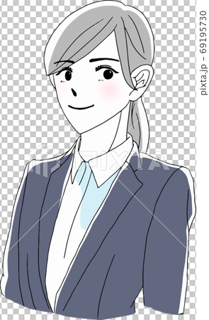 スーツ姿で微笑むロングヘアの女性 ビジネスウーマン 就活生のイラスト素材 スーツ姿で微笑むロングヘアの女性 ビジネスウーマン 就活生のイラスト素材