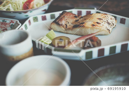 grilled snow fish. japanese lunch food set grilled snow fish. japanese lunch food set 69195910