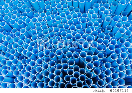 PVC pipes stacking on shelf in warehouse 69197115
