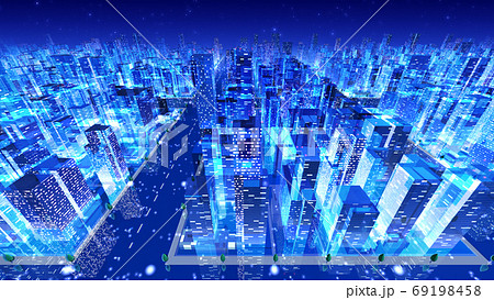 都市 夜 街 ビル 建物 シティ オフィスビル ビジネス街 オフィス街 3D イラスト 背景 バック 都市 夜 街 ビル 建物 シティ オフィスビル ビジネス街 オフィス街 3D イラスト 背景 バック 69198458
