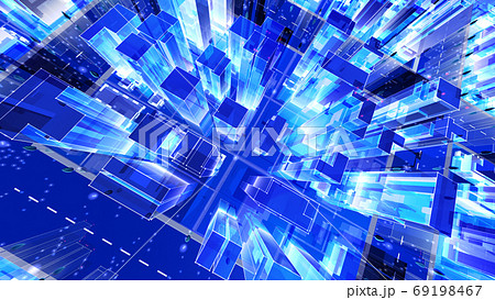 都市 夜 街 ビル 建物 シティ オフィスビル ビジネス街 オフィス街 3D イラスト 背景 バック 69198467