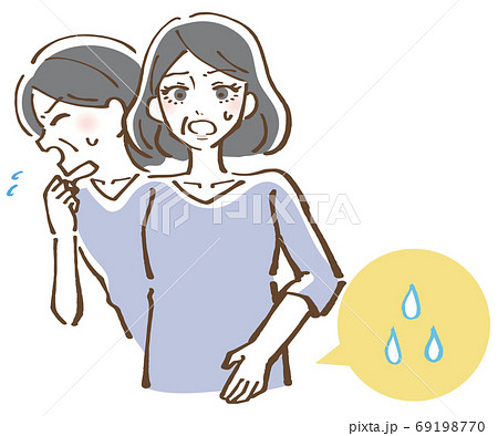 咳をした瞬間に尿漏れをする女性　イラスト 69198770