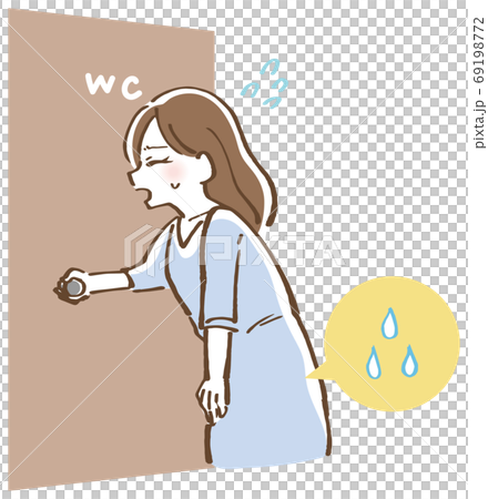 尿意をもようする女性　尿漏れ　イラスト 69198772