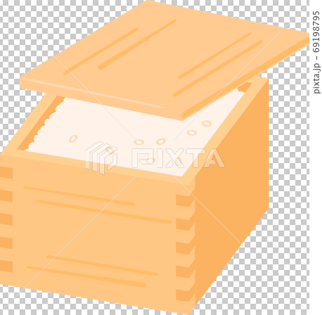 生米が入った木製の米びつ 69198795