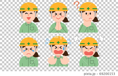 Upper body set of helmet female worker (simple color) Upper body set of helmet female worker (simple color) 69200153