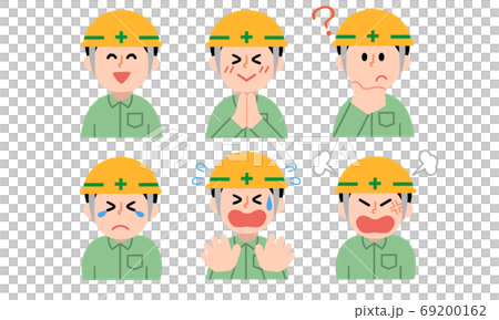 ヘルメット男性作業員の上半身セット(シンプルカラー) ヘルメット男性作業員の上半身セット(シンプルカラー) 69200162