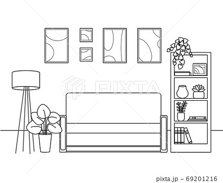 Contour, silhouette of the living room. Contour, silhouette of the living room. 69201216