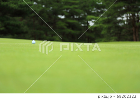 グリーン上のゴルフボール イメージ ボケ 69202322