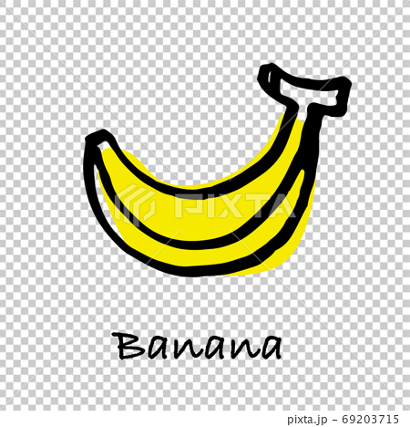 腸の動きを活発にしてくれる食べ物手書き線画 バナナのイラスト素材