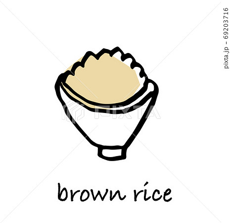 腸の動きを活発にしてくれる食べ物手書き線画　玄米 69203716