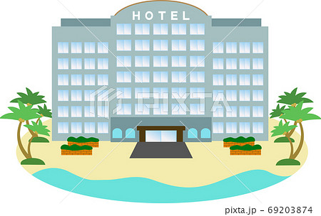 シンプルなリゾートホテルのイラストのイラスト素材