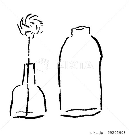 Bottle and flower line drawing 69205993