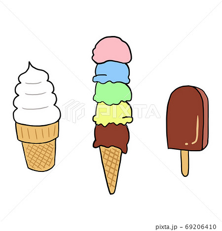 いろいろなアイスクリームのイラストセットのイラスト素材 いろいろなアイスクリームのイラストセットのイラスト素材