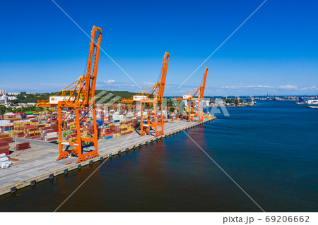 Gdynia Port Aerial View. Baltic Container Terminal in Gdynia Har 69206662