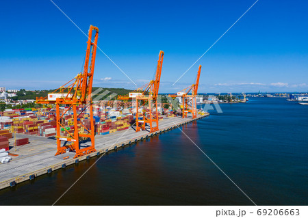Gdynia Port Aerial View. Baltic Container Terminal in Gdynia Har 69206663