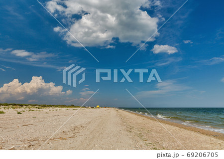 Wild beach landscape near Prymorske, Ukraine. 69206705