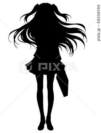 アニメ風の少女のシルエットのイラスト素材 69208560 Pixta