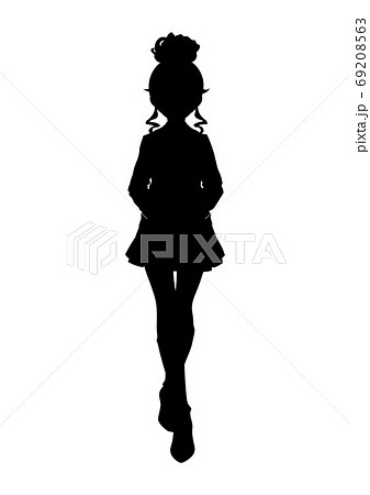 アニメ風の少女のシルエット 69208563