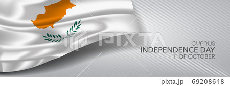 Cyprus independence day vector banner, greeting card. 69208648