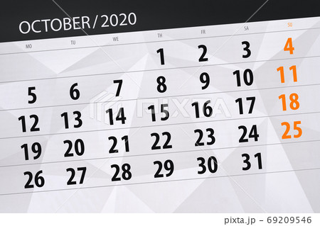 Calendar planner for the month october 2020, deadline day 69209546
