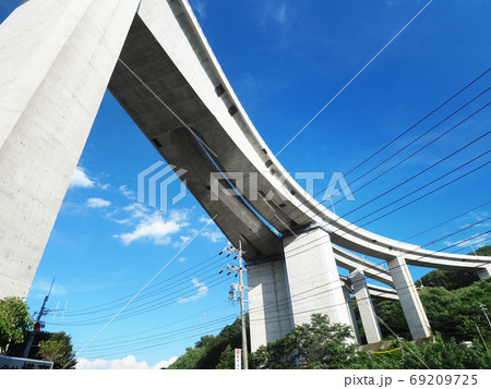 岡谷ジャンクション　中央道　見上げ　長野県　岡谷市 69209725