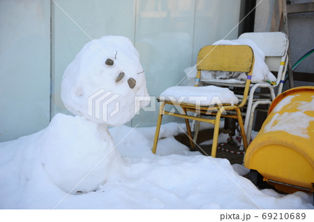 雪だるま 冬 目の写真素材