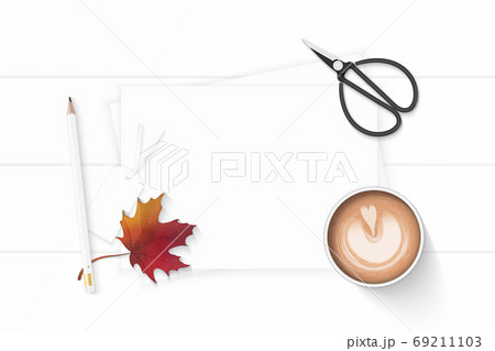 Flat lay top view elegant white composition paper pencil tag cof Flat lay top view elegant white composition paper pencil tag cof 69211103