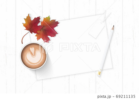 Flat lay top view elegant white composition paper botanic garden 69211135