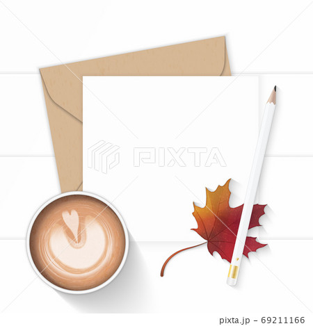 Flat lay top view elegant white composition letter kraft paper e 69211166