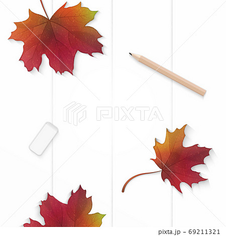 Flat lay top view elegant white composition paper red autumn map Flat lay top view elegant white composition paper red autumn map 69211321