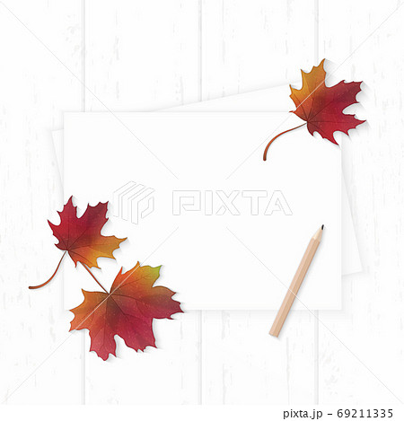 Flat lay top view elegant white composition paper red autumn map Flat lay top view elegant white composition paper red autumn map 69211335