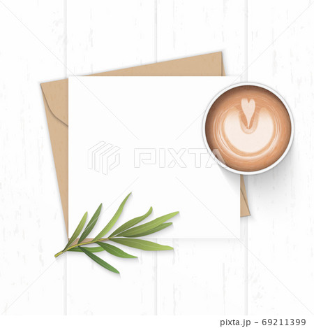 Flat lay top view elegant white composition letter kraft paper e Flat lay top view elegant white composition letter kraft paper e 69211399