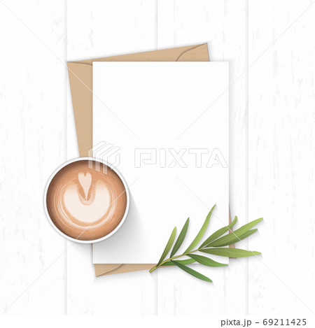 Flat lay top view elegant white composition letter kraft paper e 69211425