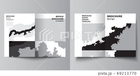 Vector layout of two A4 format cover mockups design templates for bifold brochure, flyer, cover design, book design, brochure cover. Landscape background decoration, halftone pattern grunge texture. 69213770