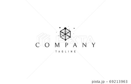 Vector logo on which an abstract image of the movement of elementary particles. 69213963