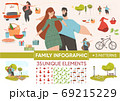 Happy Family Couple Rest Animated Character Set 69215229
