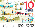 Happy People Rest Outdoor City Life Scene Set 69215232