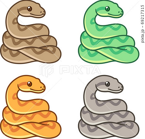 Cartoon snake drawing set - Stock Illustration [69217315] - PIXTA