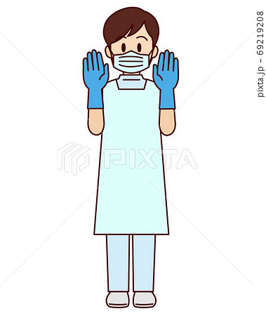 マスクと手袋をしている男性看護師のイラスト素材