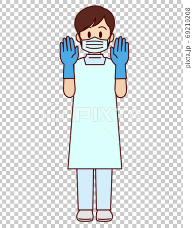 マスクと手袋をしている男性看護師のイラスト素材