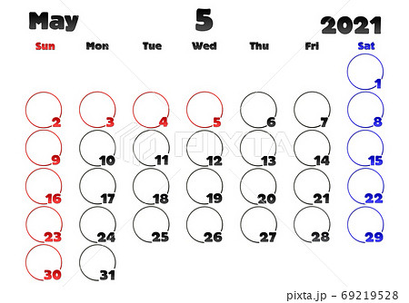 カレンダー 21 5月のイラスト素材