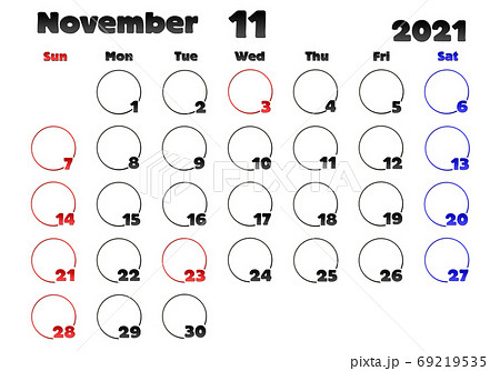 カレンダー 21 11月のイラスト素材